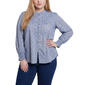 Plus Size NY Collection Long Sleeve Chambray Embroidered Bf Ruff - image 1
