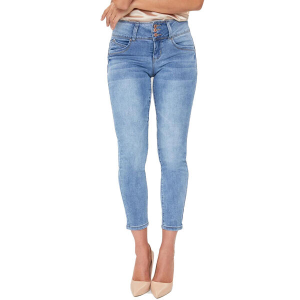Petite Royalty Wanna Betta Butt 3 Button Skinny Repreve Jeans - image 