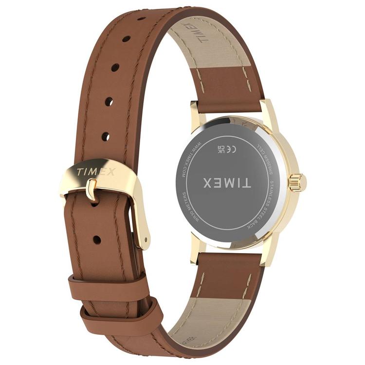 Womens Timex® Silver Dial Watch w/ Leather Strap - TW2Y72700JT