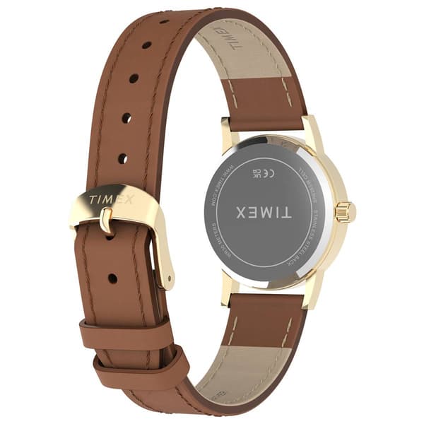 Womens Timex® Silver Dial Watch w/ Leather Strap - TW2Y72700JT