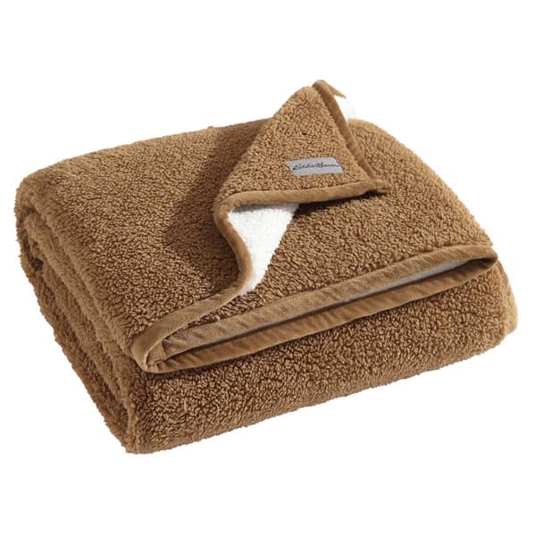 Eddie Bauer Solid Bi Colored Sherpa Throw - image 