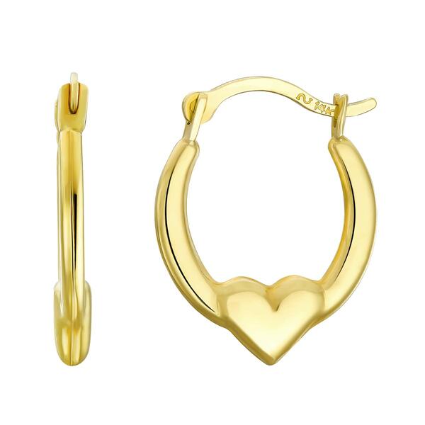 10kt. Small Heart Hoop Earrings - image 