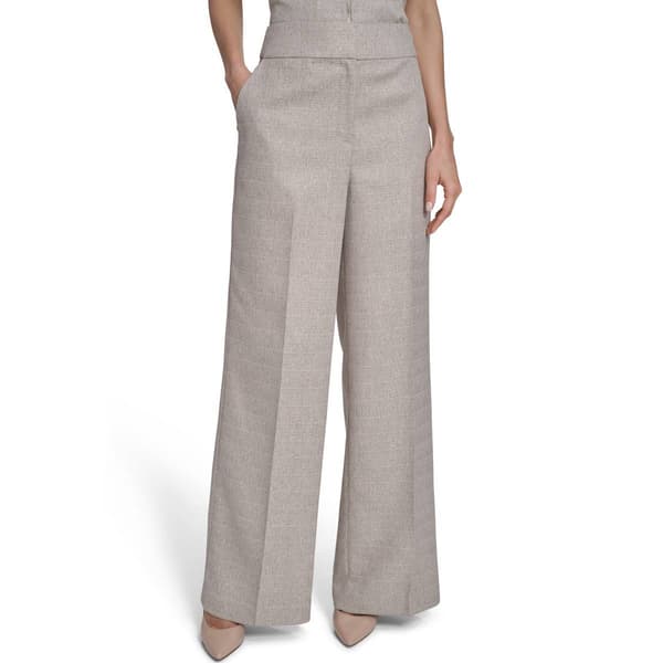 Womens Calvin Klein Button Front Textured Wide Leg Pant