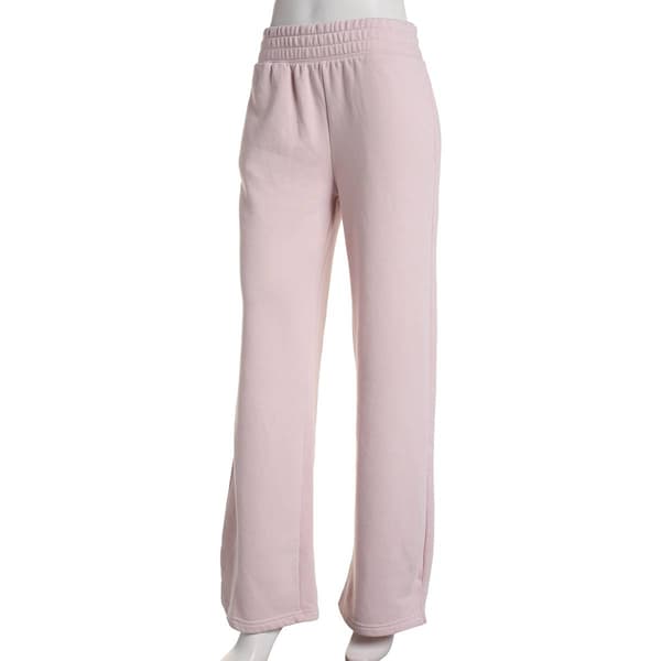 Juniors Pink Rose Comfy Fleece Sweatpants with Side Slits - image 