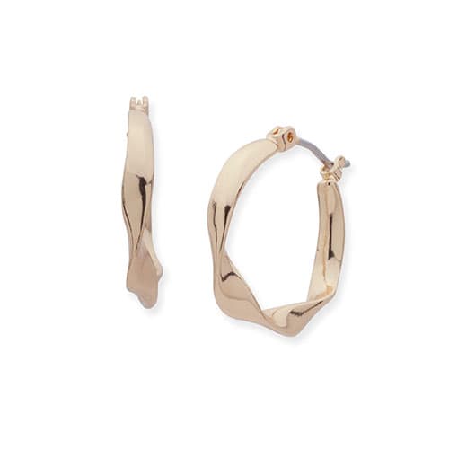 Nine West Gold-Tone Click Top Twisted Hoop Earrings