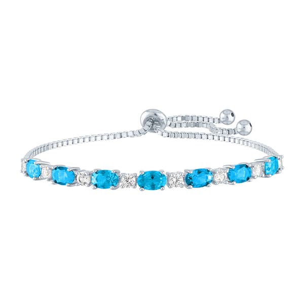 Gemstone Classics&#40;tm&#41; Sterling Silver Topaz/Sapphire Bolo Bracelet - image 