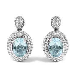Haus of Brilliance Diamond Accent & Topaz Halo Drop Stud Earrings