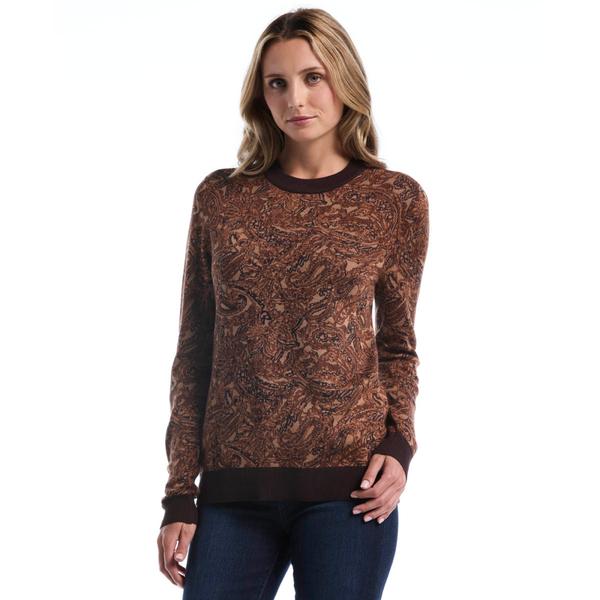 Womens Rafaella(R) Paisley Button Detail Long Sleeve Sweater - image 