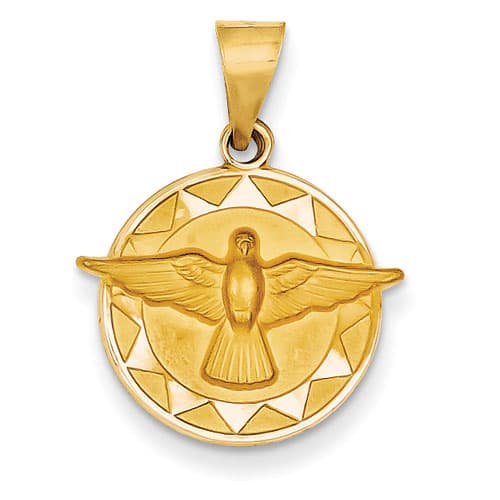 Unisex Gold Classics(tm) 14kt. Yellow Gold Holy Spirit Round Pendant - image 