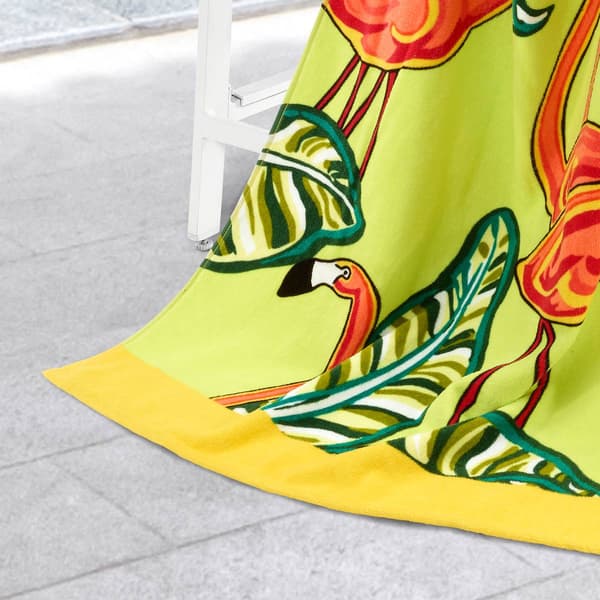 Nicole Miller Flamingo & Leaves Beach Towel