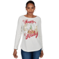 Petite Ruby Rd. Happy Holidays Long Sleeve Snow Globe Tee - image 1