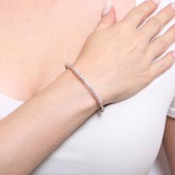 Athra Fine Silver Plated Simulated Pink Pearl & Crystal Bracelet