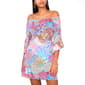 Petite MSK Off Shoulder Abstract Ruffle Bell Sleeve Dress - image 1