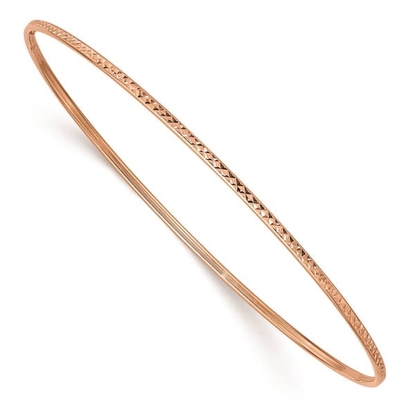 Gold Classics&#40;tm&#41; 14kt. 1.5mm Rose Gold Diamond-Cut Bangle Bracelet - image 