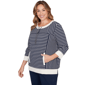 Plus Size Ruby Rd. Jetsetter Stripe Drawstring Sweater - image 3
