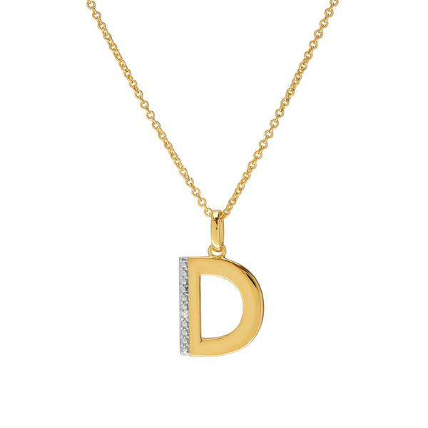 Accents by Gianni Argento Diamond Accent Block Initial D Pendant - image 