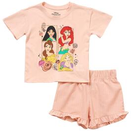 Girls &#40;4-6x&#41; Disney&#40;R&#41; Princess Graphic Tee & Yarn Dyed Shorts Set
