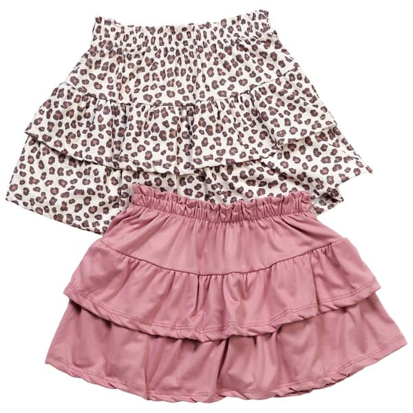 Girls (4-6x) One Step Up 2pk. Ruffle Leopard & Solid Skorts