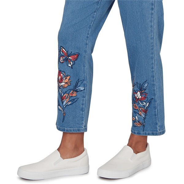 Womens Alfred Dunner Austin Floral Butterfly Pull On Jeans