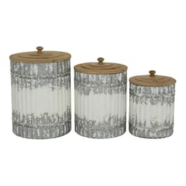 Classy Canisters 38 ounce square glass jar with bamboo lid - kitchen decorative  glass jars with vintage diamond pattern - coffee pasta sugar t