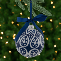 Northlight White & Blue Mosaic Glass Christmas Ball Ornament