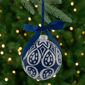 Northlight White & Blue Mosaic Glass Christmas Ball Ornament - image 1