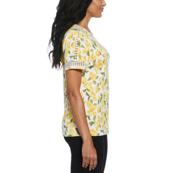 Womens Rafaella&#174; Short Sleeve Lace Trim Lemon Tee