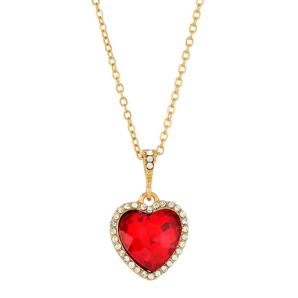1928 Romantic Red Heart Pendant Necklace - image 