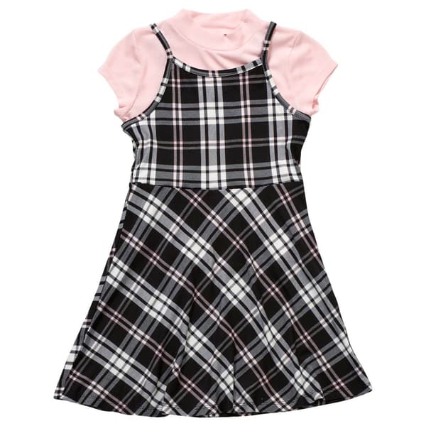 Girls &#40;4-6x&#41; Sweet Butterfly 2pc. Plaid Skater Dress & Pink Tee