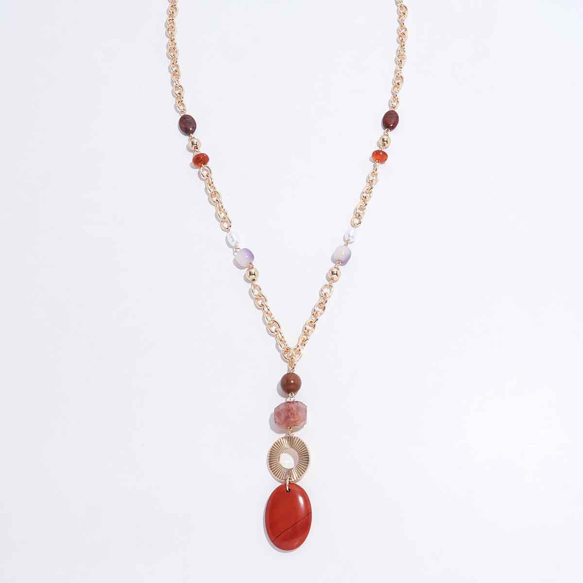 Ashley Cooper(tm) Multi Color Bead/Ring & Stone Drop Y-Necklace