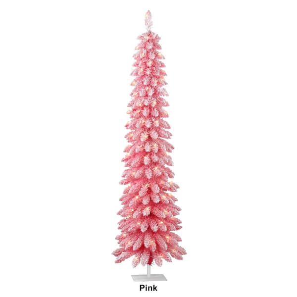 Puleo International 6ft. Pre-Lit Flocked Alpine Christmas Tree
