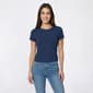 Juniors Pink Rose Contour Crew Neck Double Layer Cap Sleeve Tee - image 2