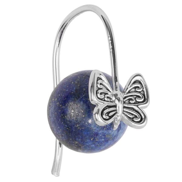 Athra Silver Plated 12mm Lapis Stone Butterfly Earrings