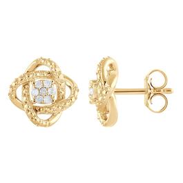 Diamond Classics&#40;tm&#41; Gold Plated Diamond Flower Swirl Earrings