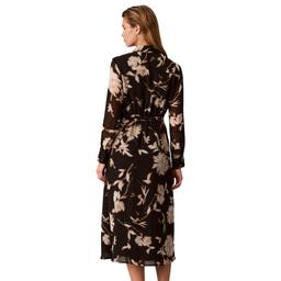 Womens Calvin Klein Long Sleeve Tie Waist Floral Shirtdress