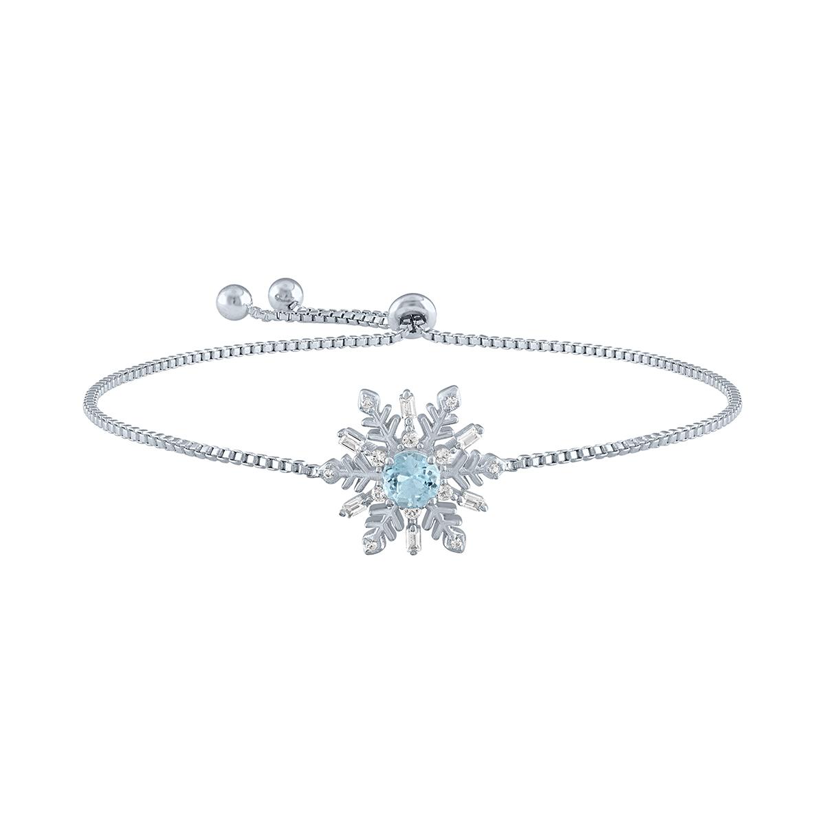 Gemstone Classics(tm) Blue Topaz & Sapphire Snowflake Bolo Bracelet