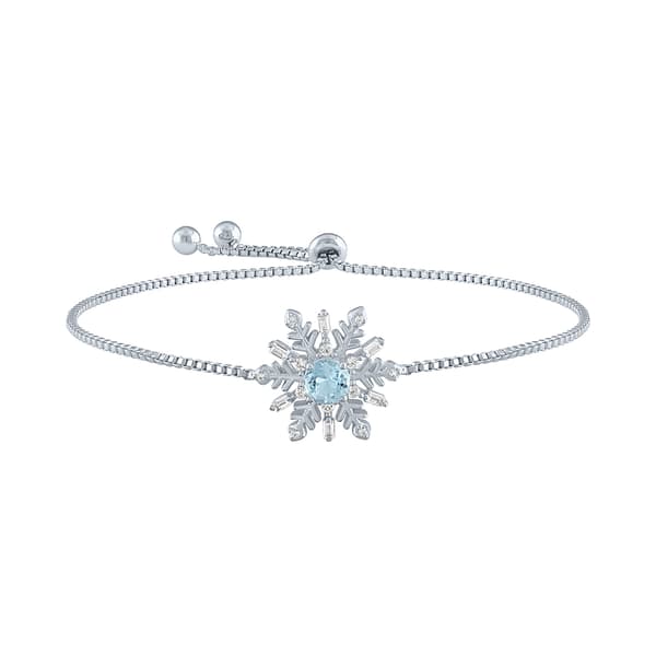 Gemstone Classics(tm) Blue Topaz & Sapphire Snowflake Bolo Bracelet - image 