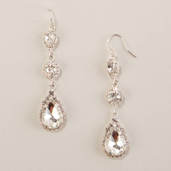Rosa Rhinestones Triple Drop Earrings - image 