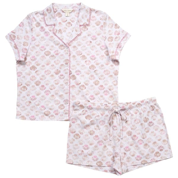 Womens Laura Ashley(R) Short Sleeve Scallop Shells Pajamas Set - image 