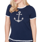 Petite Alfred Dunner Port Side 3/4 Sleeve Pearl Anchor Blouse - image 5
