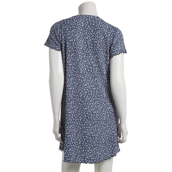 Womens Laura Ashley&#174; Short Sleeve Fern Leaf V-Neck Nightshirt