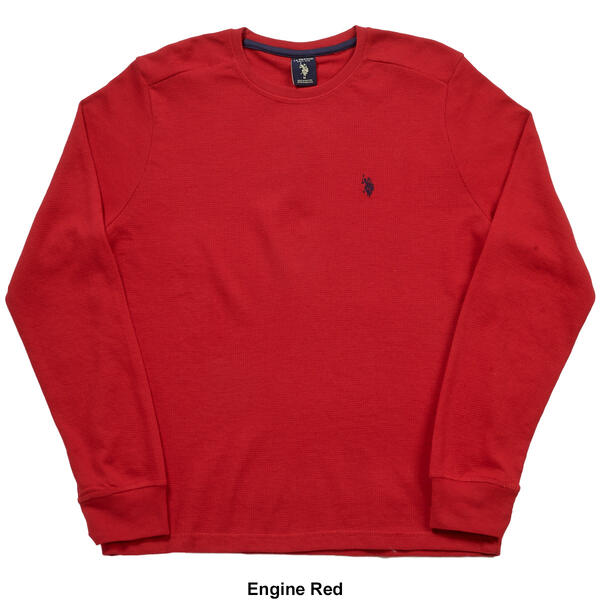 Mens U.S. Polo Assn.&#174; Solid Crew Neck Waffle Knit Thermal