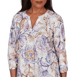 Womens Alfred Dunner Grand Bazaar 3/4 Sleeve Floral Blouse