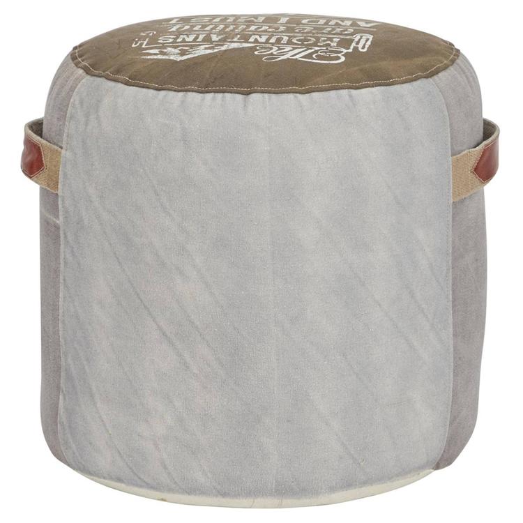 9th & Pike® Rustic Brown Canvas Round Pouf Ottoman