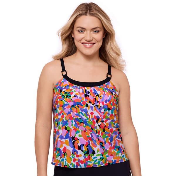 Womens American Beach Spring Fling A-Line Ring Tankini Swim Top - image 