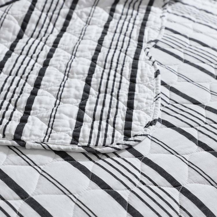Laura Ashley Stripe Perfection Cotton Reversible Quilt Set