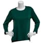 Womens Retrology Crew Neck Button Sleeve Side Slit Sweater - image 1