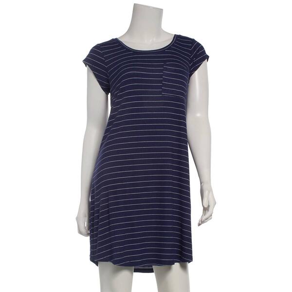 Womens Nicole Miller Short Sleeve Pin Stripe Rib Nightshirt - image 