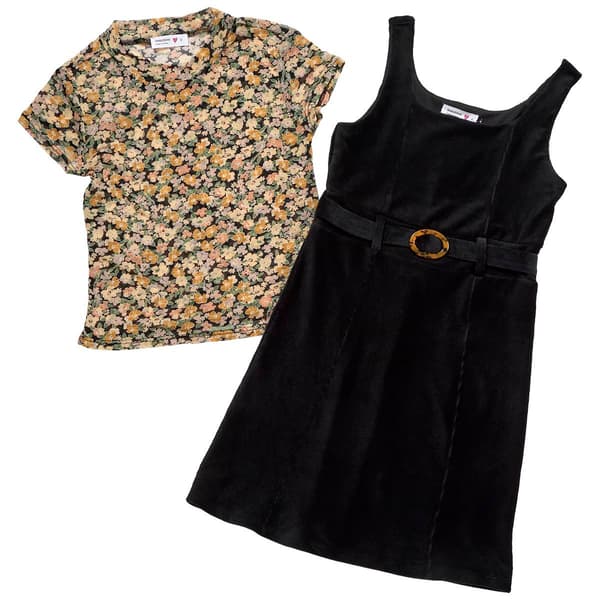 Girls &#40;7-16&#41; Beautees 2Fer Mesh Top Knit Cord Jumper Dress