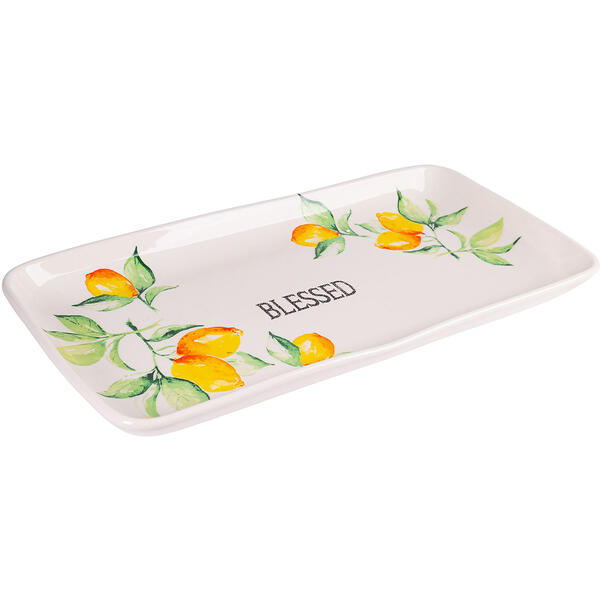 Home Essentials 14.2in. Lemon Garden Rectangle Organic Platter - image 